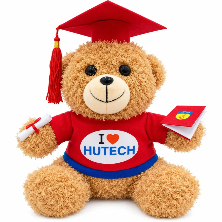 Gấu bông tốt nghiệp in logo trường đại học