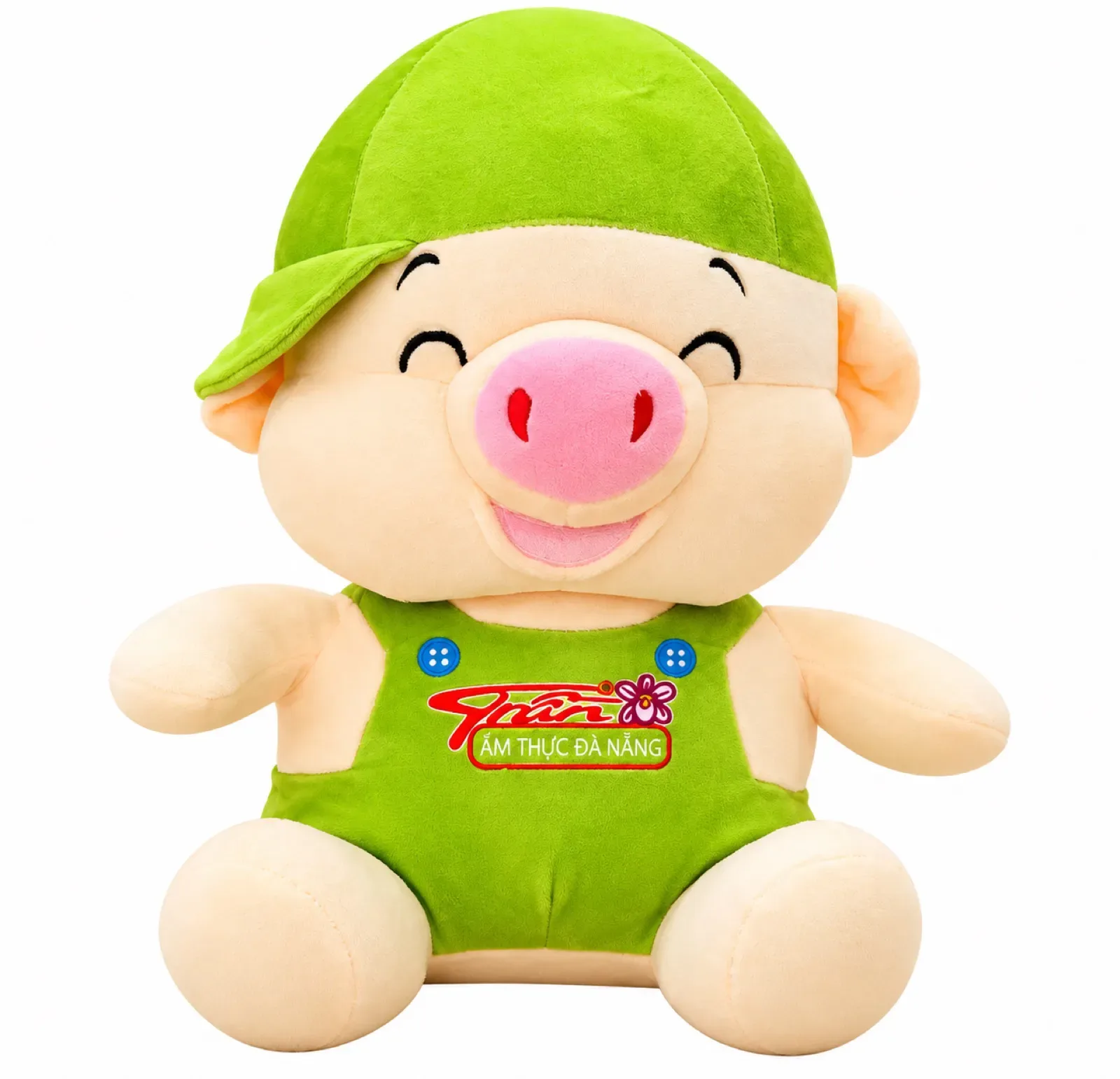 Heo bông đội mũ xanh mặc yếm xanh lá
