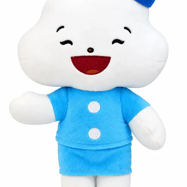 Mascot thú bông nhân vật trắng áo xanh
