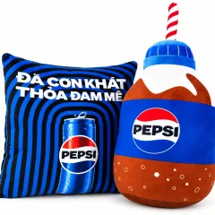Gối bông hình chai nước giải khát mascot thương hiệu