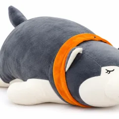 Gối ôm gấu bông hình chó husky xám
